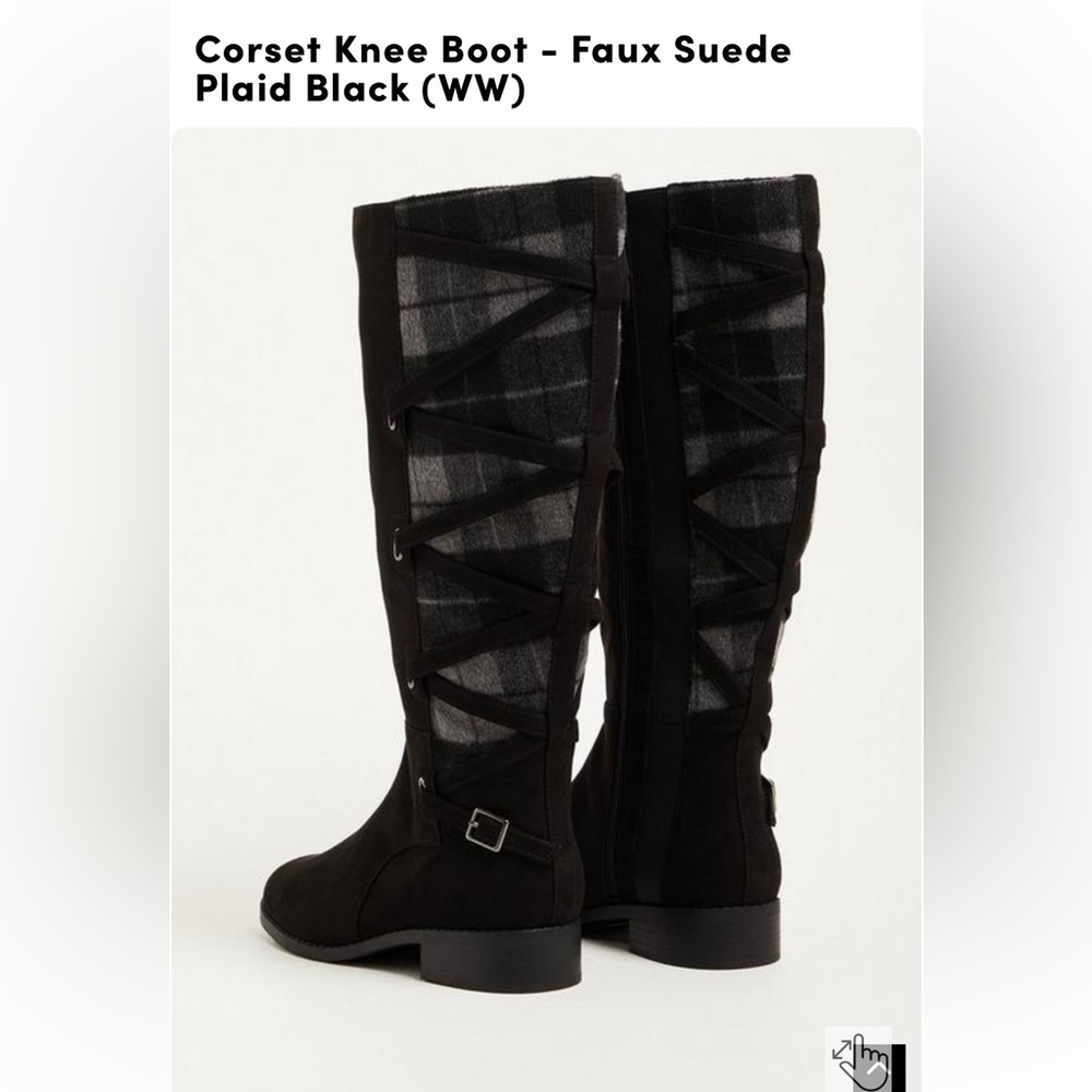 Torrid Corset Knee Boot Black suede size 11 Extended Width Calf